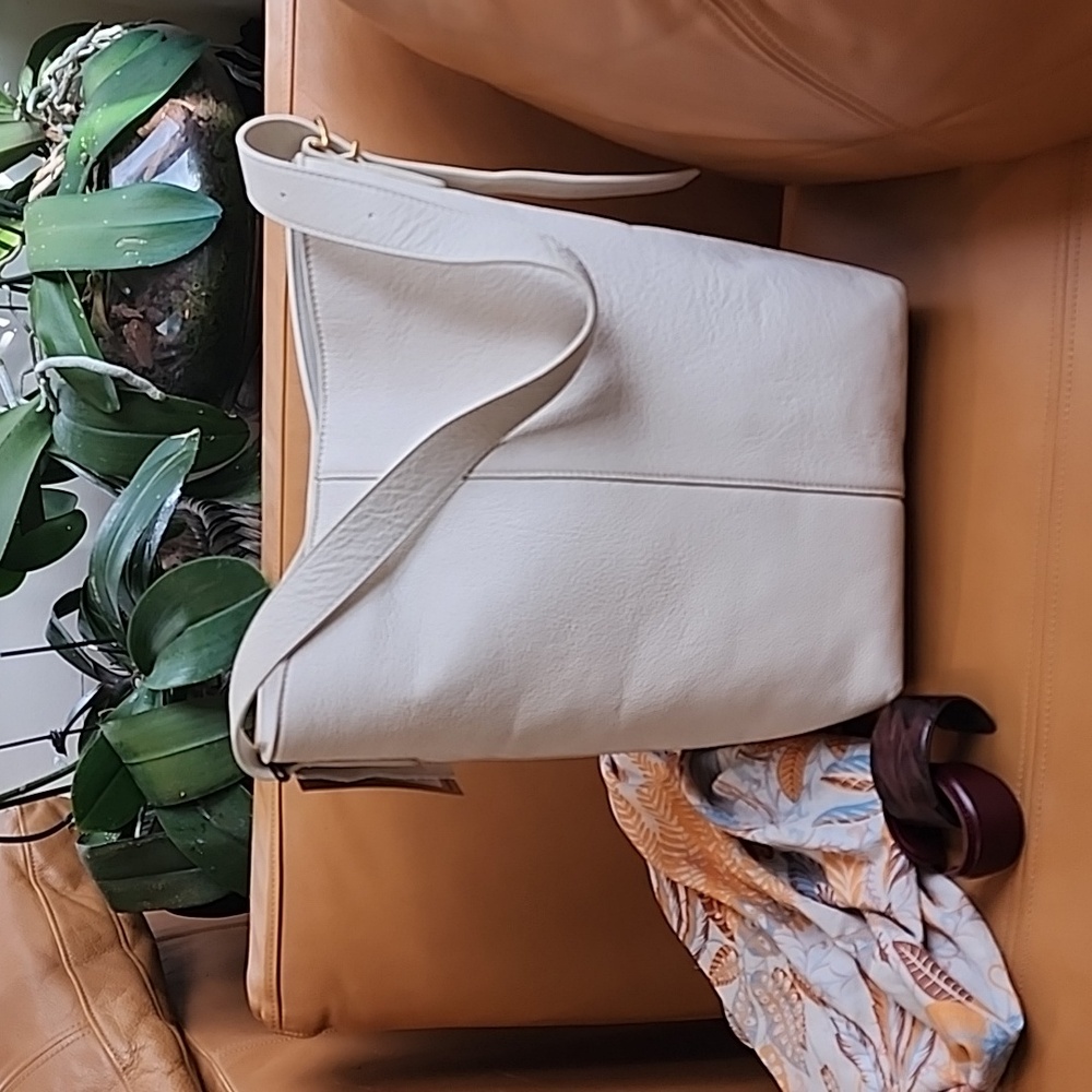Elegant White Leather Tote Bag